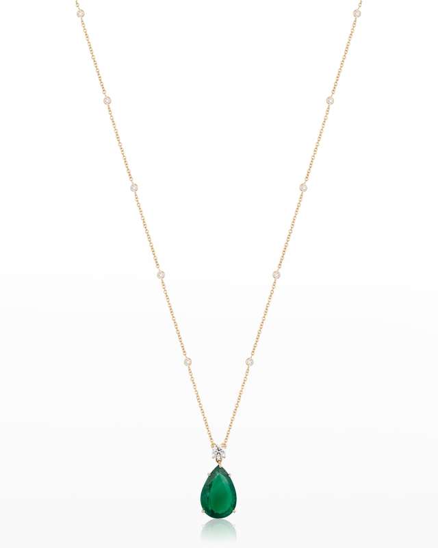 Zambian Emerald and Diamond Pendant Necklace
